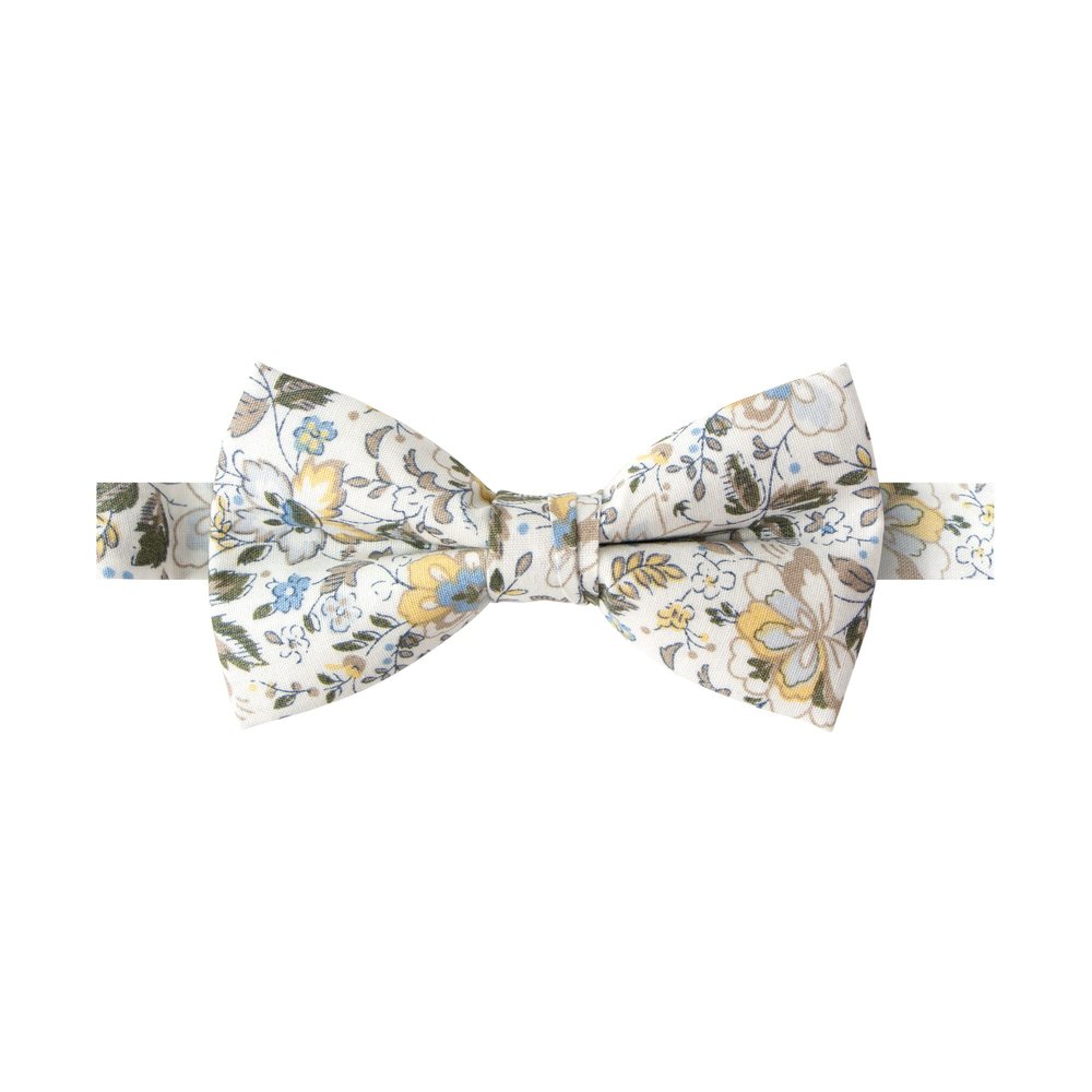 Spring Notion Boy's Cotton Floral Print Pre-tied Bow Tie, 44-Gold Metallic Small