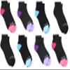 Fruit of the Loom Girls' 10-Pair Everyday Soft Ankle Socks, Black/Multi, Shoe Size 10.5-4 view 1