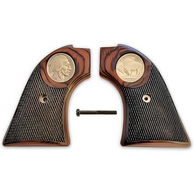Premium Grips Compatible Replacement Heritage Arms Rough Rider Checkered Rosewood Grips w/Buffalo Nickel Medallion fits .22 & .22 mag