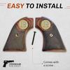 Premium Grips Compatible Replacement Heritage Arms Rough Rider Checkered Rosewood Grips w/Buffalo Nickel Medallion fits .22 & .22 mag view 3