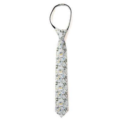 Spring Notion Boys' Cotton Floral Print Zipper Neckties in Trendy Colors, 44-Gold Metallic Large