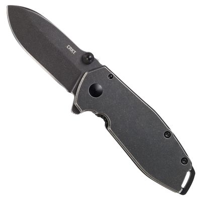 CRKT Squid Black Everyday Carry Assisted Folding Knife with Frame Lock: Stainless Steel Plain Edge Blade, Stainless Steel Handle, Pocket Clip, 2493