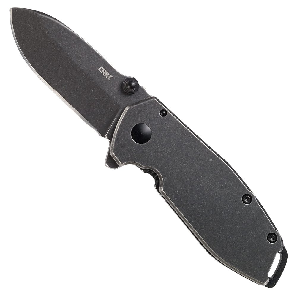 CRKT Squid Black Everyday Carry Assisted Folding Knife with Frame Lock: Stainless Steel Plain Edge Blade, Stainless Steel Handle, Pocket Clip, 2493