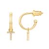 PAVOI CZ Huggie Earrings, 14K Gold Plated, Yellow Gold, Size 12 Millimeters view 1