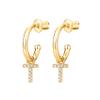 PAVOI CZ Huggie Earrings, 14K Gold Plated, Yellow Gold, Size 12 Millimeters view 4