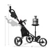 DORTALA Golf Push Pull Cart, Lightweight 3 Wheels Golf Push Cart, Golf Trolley W/Storage Bag & Foot Brake, 4 Height Positon Handle, Quick Open Golf Push Cart, Grey view 2