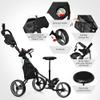 DORTALA Golf Push Pull Cart, Lightweight 3 Wheels Golf Push Cart, Golf Trolley W/Storage Bag & Foot Brake, 4 Height Positon Handle, Quick Open Golf Push Cart, Grey view 3
