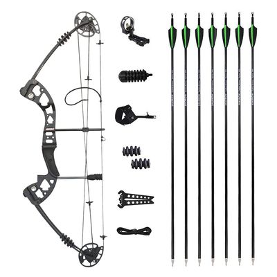AMEYXGS Compound Bow and Arrow Set Draw Weight 30-55lbs Draw Length 24"-29.5" Adjustable Aluminum Right Hand Composite Bow for Adult (Black Bow Set)