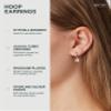 PAVOI CZ Initial Huggie Earrings for Women, White Gold, Size 12 Millimeters view 2