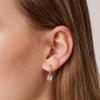 PAVOI CZ Initial Huggie Earrings for Women, White Gold, Size 12 Millimeters view 3