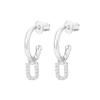 PAVOI CZ Initial Huggie Earrings for Women, White Gold, Size 12 Millimeters view 4