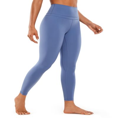 CRZ YOGA Naked Feeling Workout Leggings 25'' - High Waist Yoga Training Tight Womens Pants Curtain Violet Ash Large