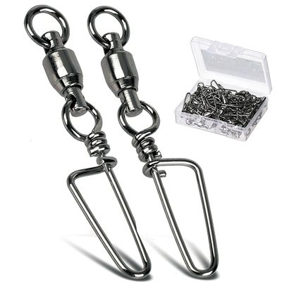 AMYSPORTS Saltwater Connector Fishing Snap Swivel High Strength Snaps Swivel Freshwater Ball Bearing Fishing Swivels Stainless Steel Corrosion Resistant Black Nickel 25pcs 16lbs