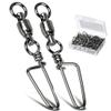 AMYSPORTS Saltwater Connector Fishing Snap Swivel High Strength Snaps Swivel Freshwater Ball Bearing Fishing Swivels Stainless Steel Corrosion Resistant Black Nickel 25pcs 16lbs view 1