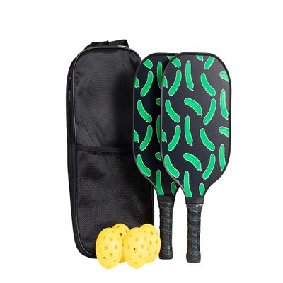 Pickleball Paddle Set of 2 with Pickles - USAPA Approved - Carbon Fiber Rackets, 4 Honeycomb Core Balls, Grip Portable Racquet Cover Case Bag Gift Kit for Men and Women