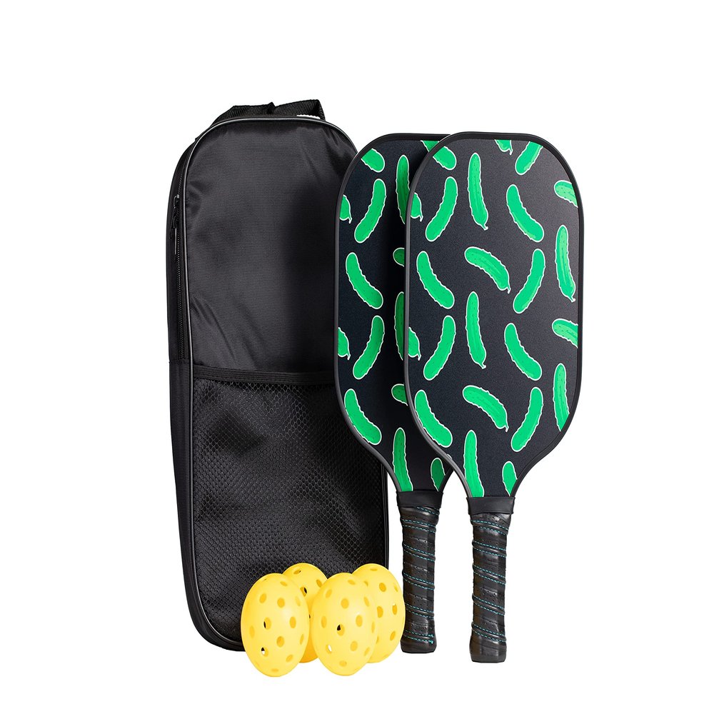 Pickleball Paddle Set of 2 with Pickles - USAPA Approved - Carbon Fiber Rackets, 4 Honeycomb Core Balls, Grip Portable Racquet Cover Case Bag Gift Kit for Men and Women
