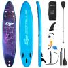 Goplus Inflatable Stand up Paddle Board Surfboard SUP Board with Adjustable Paddle Carry Bag Manual Pump Repair Kit Removable Fin for All Skill Levels, 6" Thick (Purple, 11FT) view 1