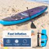 Goplus Inflatable Stand up Paddle Board Surfboard SUP Board with Adjustable Paddle Carry Bag Manual Pump Repair Kit Removable Fin for All Skill Levels, 6" Thick (Purple, 11FT) view 3