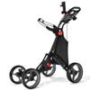 DORTALA Golf Push Pull Cart, Lightweight Folding 4 Wheels Golf Push Cart, Golf Trolley with Waterproof Bag & Foot Brake, Free Cup & Adjustable Umbrella Holder, Height-Adjustable Handle, Gray view 1