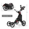 DORTALA Golf Push Pull Cart, Lightweight Folding 4 Wheels Golf Push Cart, Golf Trolley with Waterproof Bag & Foot Brake, Free Cup & Adjustable Umbrella Holder, Height-Adjustable Handle, Gray view 2
