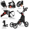 DORTALA Golf Push Pull Cart, Lightweight Folding 4 Wheels Golf Push Cart, Golf Trolley with Waterproof Bag & Foot Brake, Free Cup & Adjustable Umbrella Holder, Height-Adjustable Handle, Gray view 3