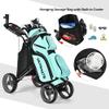 DORTALA Golf Push Pull Cart, Lightweight Folding 4 Wheels Golf Push Cart, Golf Trolley with Waterproof Bag & Foot Brake, Free Cup & Adjustable Umbrella Holder, Height-Adjustable Handle, Gray view 4