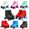Women Pu Microfiber Roller Skates Skating Shoes Sliding Inline Quad Skates Sneakers Training Europe Size 2 Row 4 Wheels for Adult Kids Youth Boys Girls Outdoor Pink Flash 260 uk7 eur40 view 2