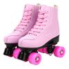 Women Pu Microfiber Roller Skates Skating Shoes Sliding Inline Quad Skates Sneakers Training Europe Size 2 Row 4 Wheels for Adult Kids Youth Boys Girls Outdoor Pink Flash 260 uk7 eur40 view 3