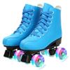 Women Pu Microfiber Roller Skates Skating Shoes Sliding Inline Quad Skates Sneakers Training Europe Size 2 Row 4 Wheels for Adult Kids Youth Boys Girls Outdoor Pink Flash 260 uk7 eur40 view 4