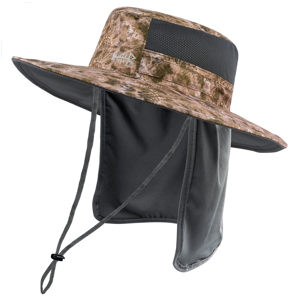 BASSDASH UPF 50+ Sun Fishing Hat Water Resistant with Detachable Neck Flap