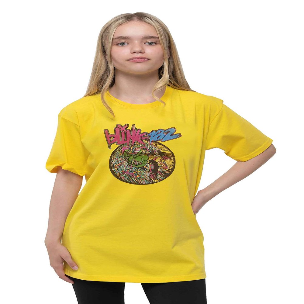 Blink 182 Kids T Shirt Overboard Event Logo Official Yellow Ages 3-14 Yrs Size XX-Large (13/14 Yrs)