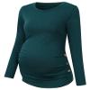 Chuanqi Womens Maternity Shirt Fall Long Sleeve Crew Neck T-Shirts Pregnancy Clothes Side Ruched Tunic Tops A-Green view 2