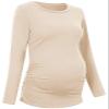 Chuanqi Womens Maternity Shirt Fall Long Sleeve Crew Neck T-Shirts Pregnancy Clothes Side Ruched Tunic Tops A-Apricot view 3