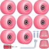 Tanzfrosch 8 Pack Roller Skate Wheels with Bearings Installed and 2 Toe Stoppers for Double Row Skating, Quad Skates and Skateboard Outdoor or Indoor Use, 32mm x 58mm 82A (Pink) view 1