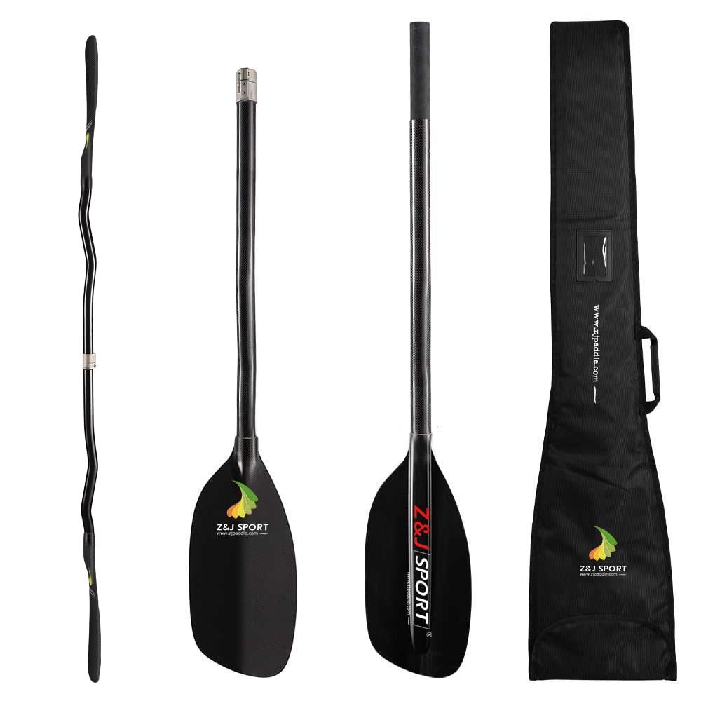 Z&J SPORT Whitewater Kayak Paddle Full Carbon, Lightweight Kayak Paddle for Whitewater, Running River, Creeking2-Piece Paddle with 1 Free Paddle Bag(199cm,Bent Shaft)