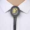 HUABOLA CALYN Bolo tie for Men, Western Cowboy Golden Alphabet Initial Letter ABCDJMR to Y Costume Bolo ties Neckties (F) view 4