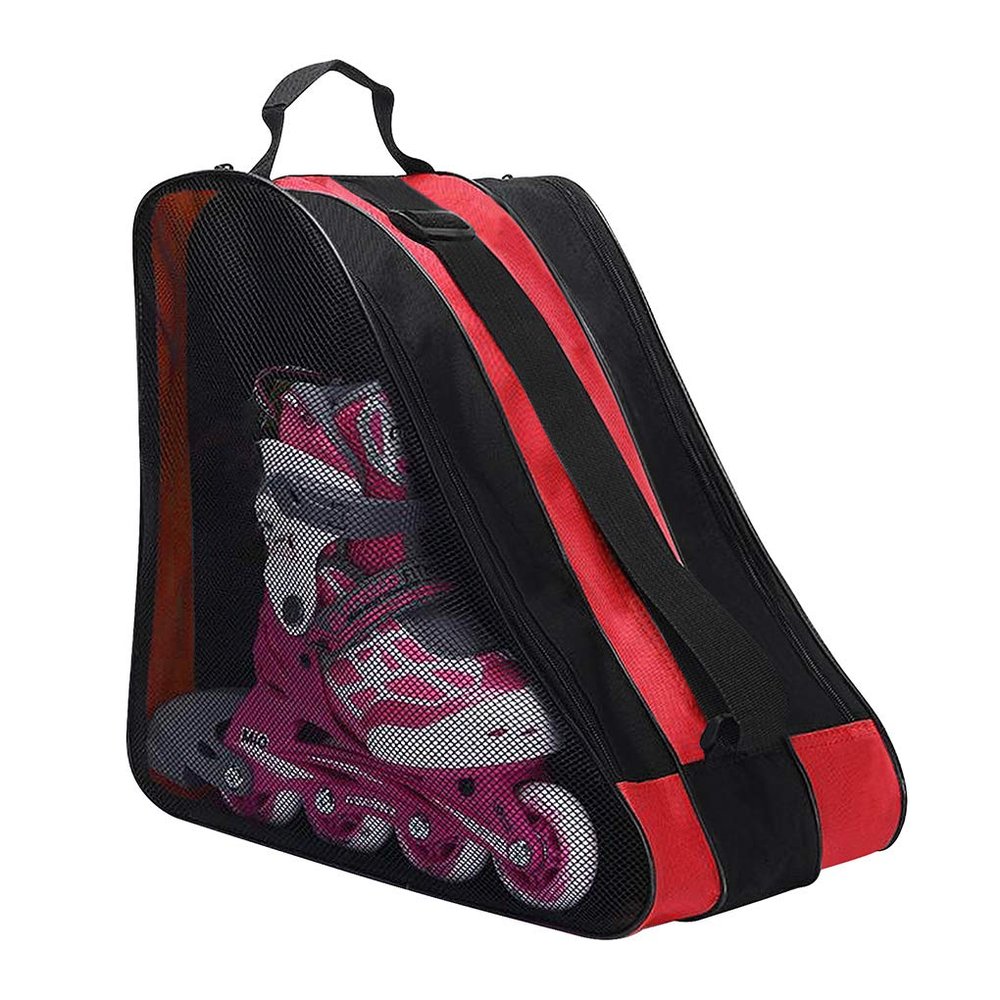 Kids Ice Skates Bags Heavy Duty Oxford Roller Skating Shoes Carry Bag Inline Skate Boot Shoulder Bag Children Boys Girls Hockey Skate Tote Ski Sport Bag Multi Pockets for Ice Skate Protective Gears