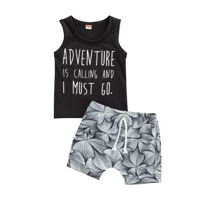 FYBITBO Toddler Infant Baby Boy Shorts Outfit Sleeveless Tank Tops and Shorts Summer Cute Clothing Set (2-3T,Black)