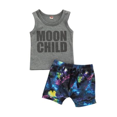 FYBITBO Toddler Infant Baby Boy Shorts Outfit Sleeveless Tank Tops and Shorts Summer Cute Clothing Set (2-3T,Planet Print)