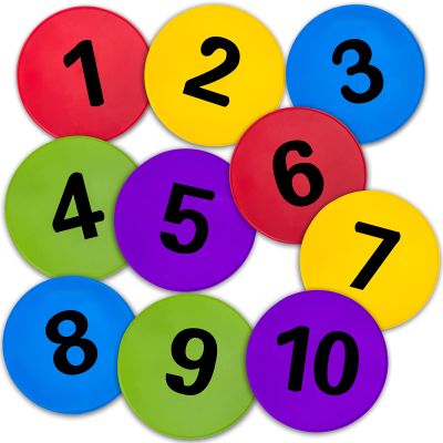 Vhxorrz 9 inch Numbered Poly Spot Markers Floor Dots Flat Cones Non Slip Rubber Agility Markers for Kids Soccer Football, Basketball Training Markers, Dance Practice and Drills with Flat Cones Points