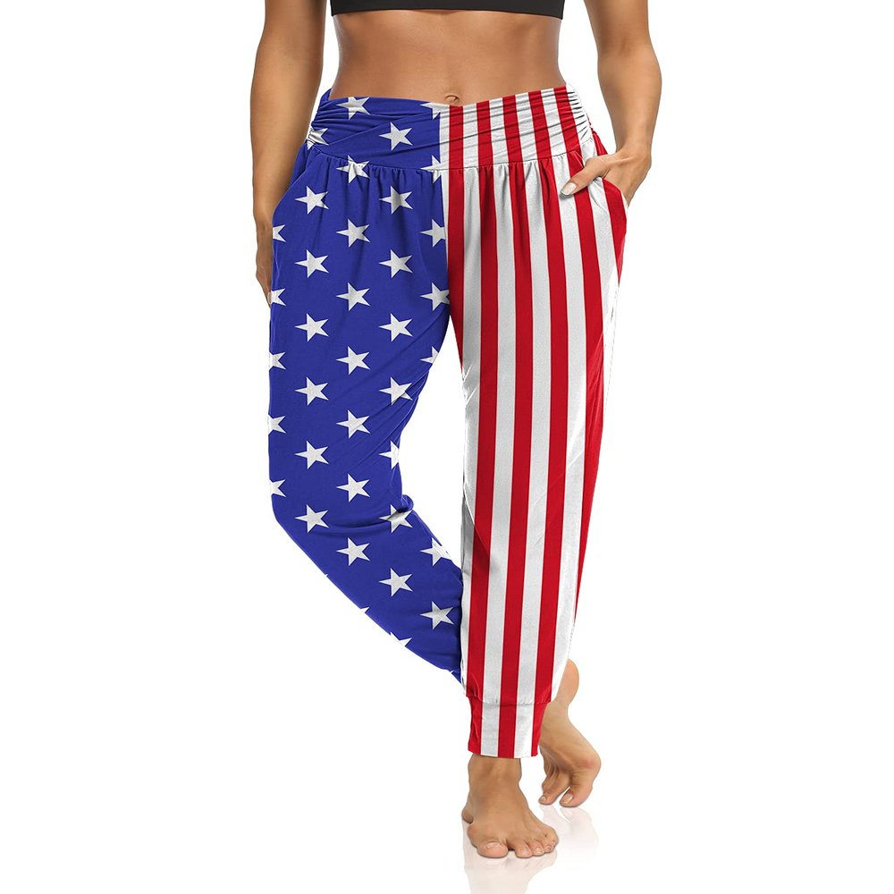 DIBAOLONG Womens Yoga Sweatpants Comfy Lounge Pajama Pants Loose Harem Workout Joggers Pants with Pockets American 2XL