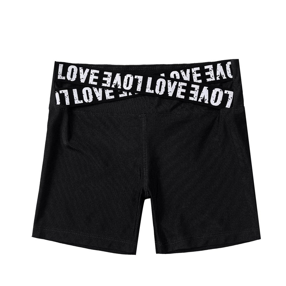 Freebily Kids Girls Active Workout Yoga Shorts High Waist Stretchy Short Leggings Pants Black 6