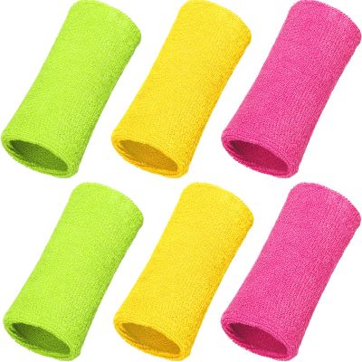 WILLBOND 6 Inch Wristbands Paris Sports Competitions Supplies Sport Long Wrist Bands Sweatband Elastic Athletic for Gym Tennis Outdoor Activity(Bright Rose Red, Fluorescent Yellow, Light Yellow)