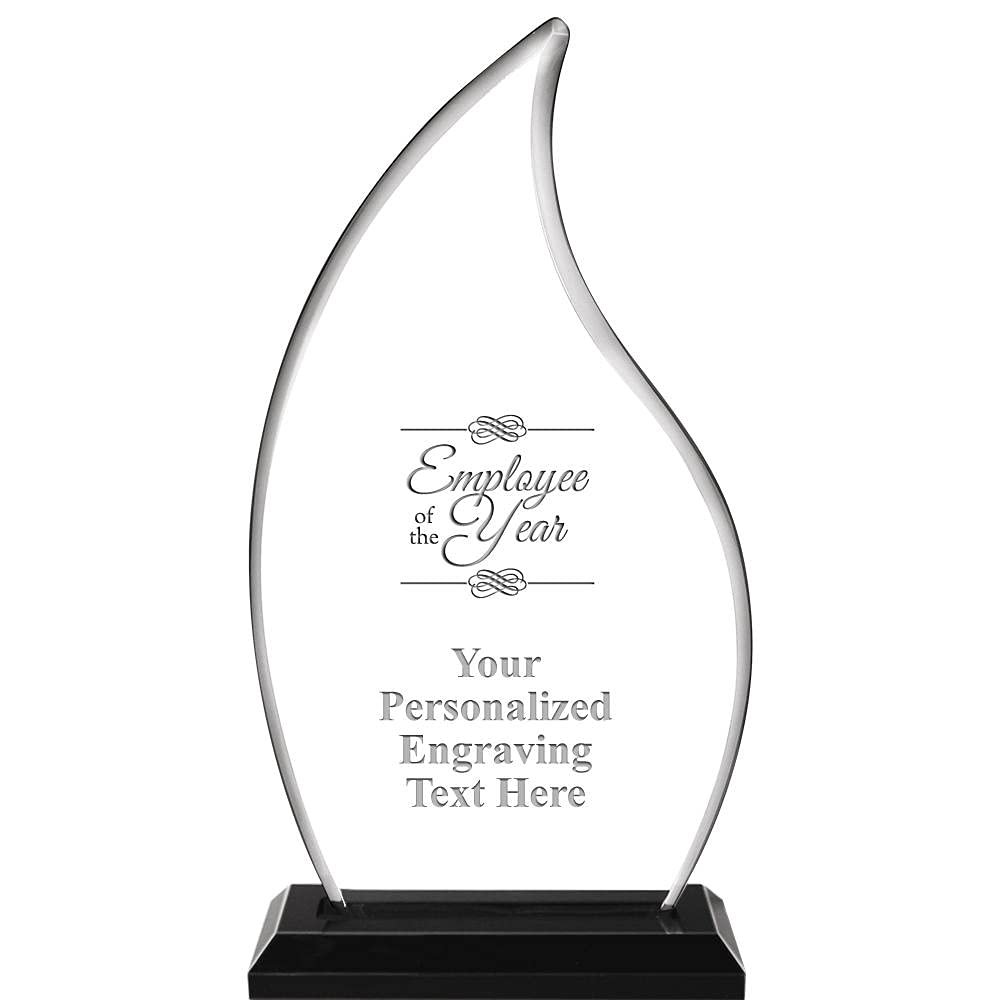 Employee of The Year Acrylics - 10" Flame Acrylic Award Employee of The Year Arylic Award Trophy, Customized Engraving Included Prime