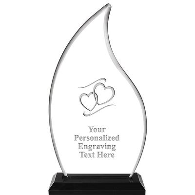 Hearts Acrylics - 10" Flame Acrylic Award Hearts Arylic Award Trophy, Customized Engraving Included Prime
