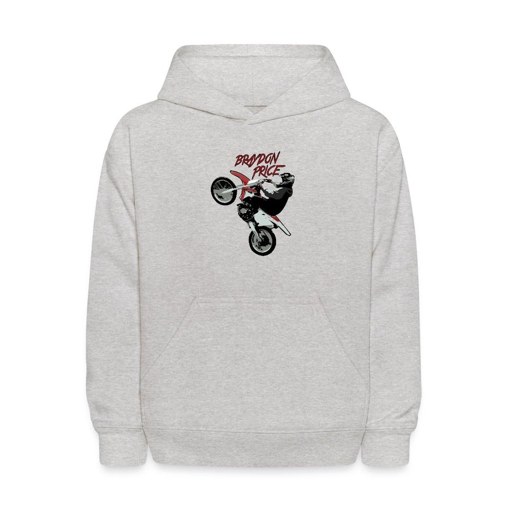Spreadshirt Braydon Price Motocross Kids' Hoodie, S, heather gray