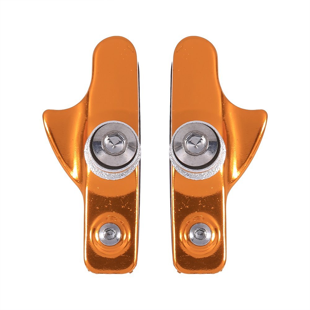 2pcs Aluminium Alloy Bike Brake Pads, Brake Blocks Shoes Road Brake Shoes Cycling Accessories for Mountain Road Bikes(Gold)
