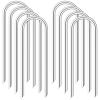 LOYUDEQIU 12 Inch Trampoline Stakes, Heavy Duty Galvanized Steel U Type 8pcs, Silver view 1