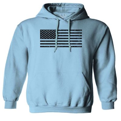 0023. United States of America Vintage American Flag USA us Military Patriotic Style Sweatshirt Pullover Hoodie (Light Blue, Medium)