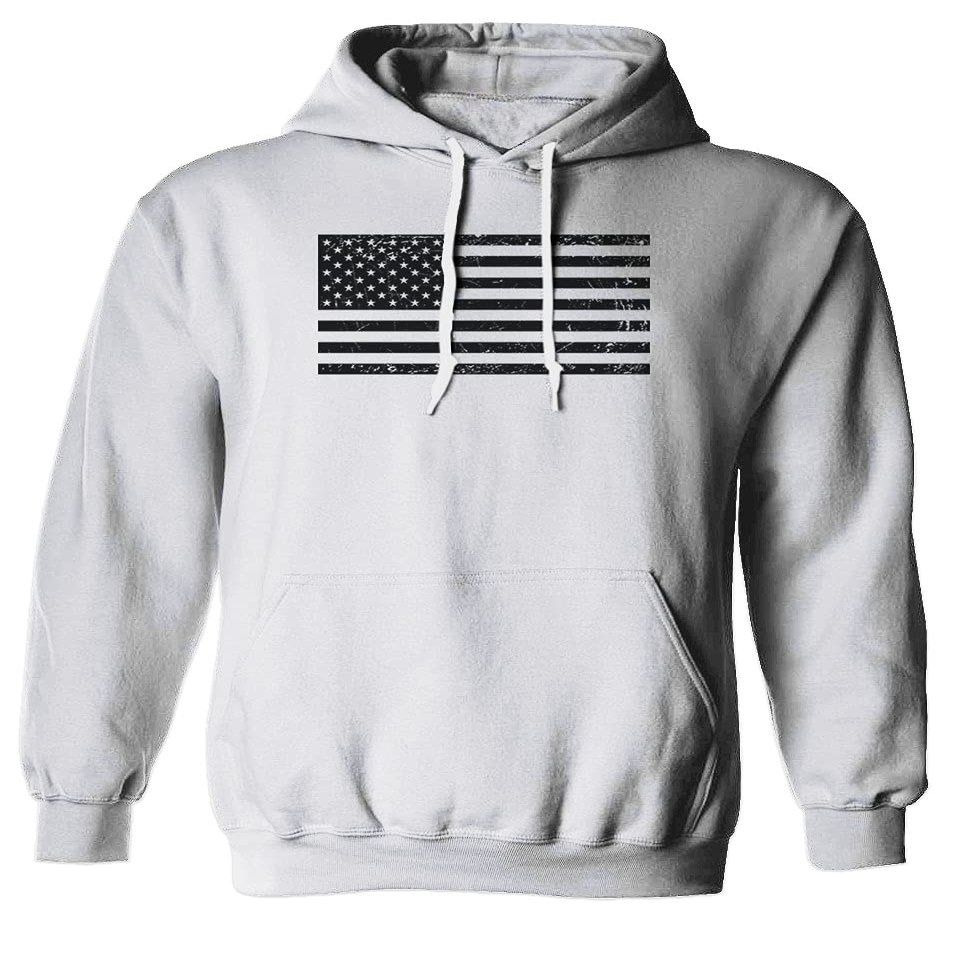 0023. United States of America Vintage American Flag USA us Military Patriotic Style Sweatshirt Pullover Hoodie (White, Medium)